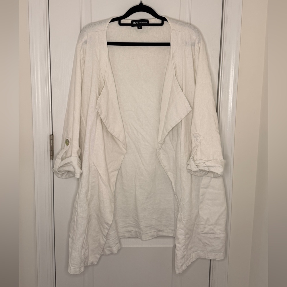 Jones New York White/ off white Open Front Cardigan 1X